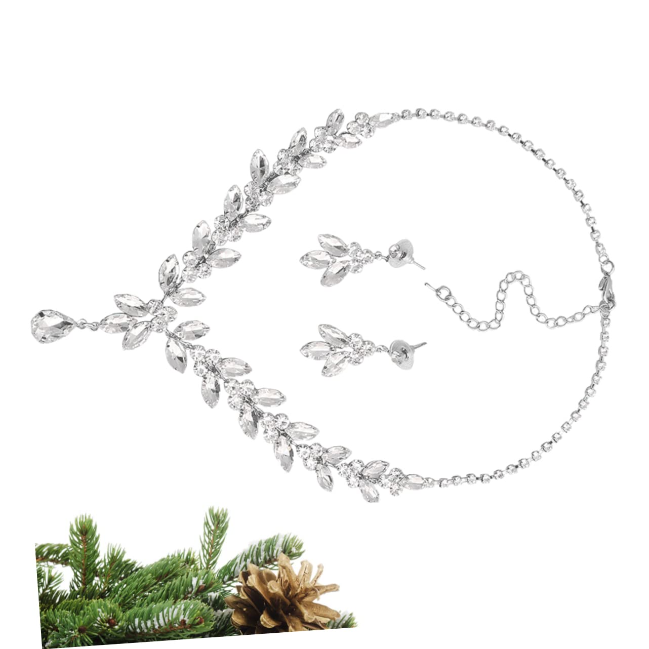 ifundom 3juegos Joyería De Boda Para Novia Conjunto De Collar De Rhinestone y Pendientes Elegantes Para Vestido De Boda Accesorios De Fiesta Para Mujer Collar Pendientes