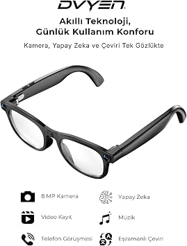 G2 Pro Akıllı Yapay Zeka (AI) Gözlük – Kamera, Bluetooth, Hafıza, Müzik, AI Ast., Canlı Çeviri, IPX5_Şeffaf Lens