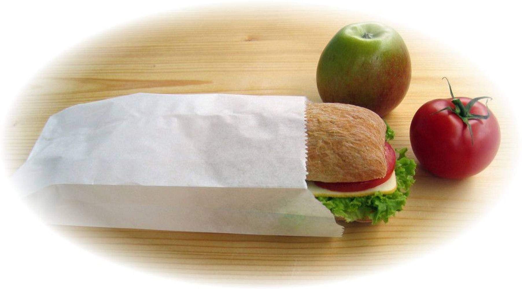 1000 Papierfaltenbeutel weiß 14+7 x 32 cm für ca. 2kg Inhalt
