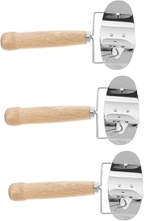 GLEAVI 3Pcs Stainless Steel Dumpling Wrapper Cutter with Wooden Handle Kitchen Supplies for Effortless Dumpling Skin Cutting Comfortable Grip and Easy Storage
