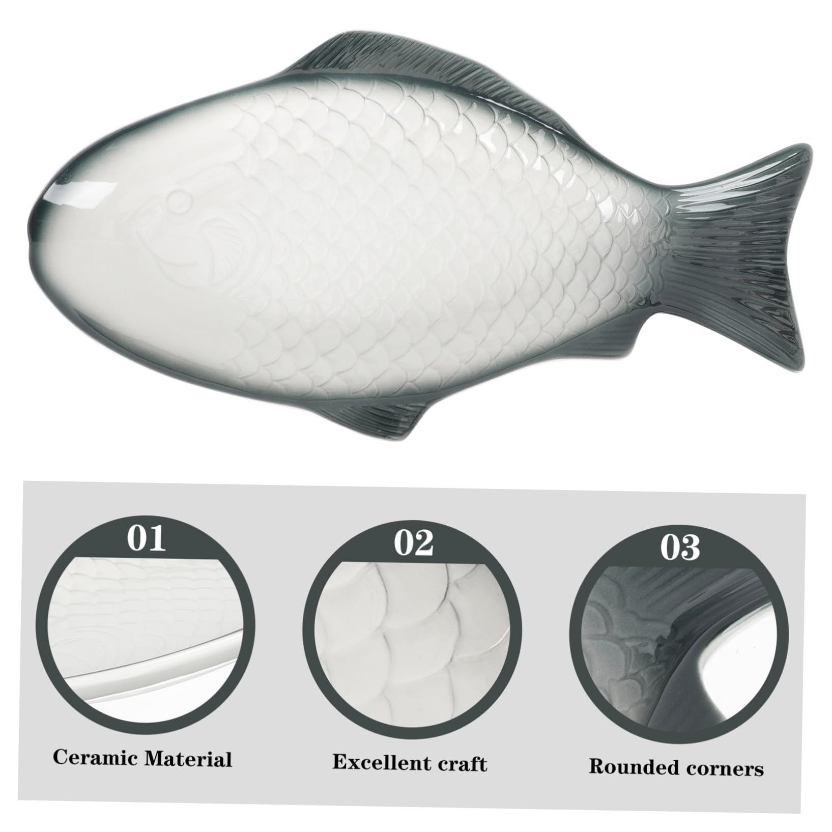 DOITOOL Fuente de Pescado de Cerámica Forma de Pez para Servir | Acabado Delicado, Adecuado para Mariscos y Aperitivos, Arreglo Festivo de Mesa