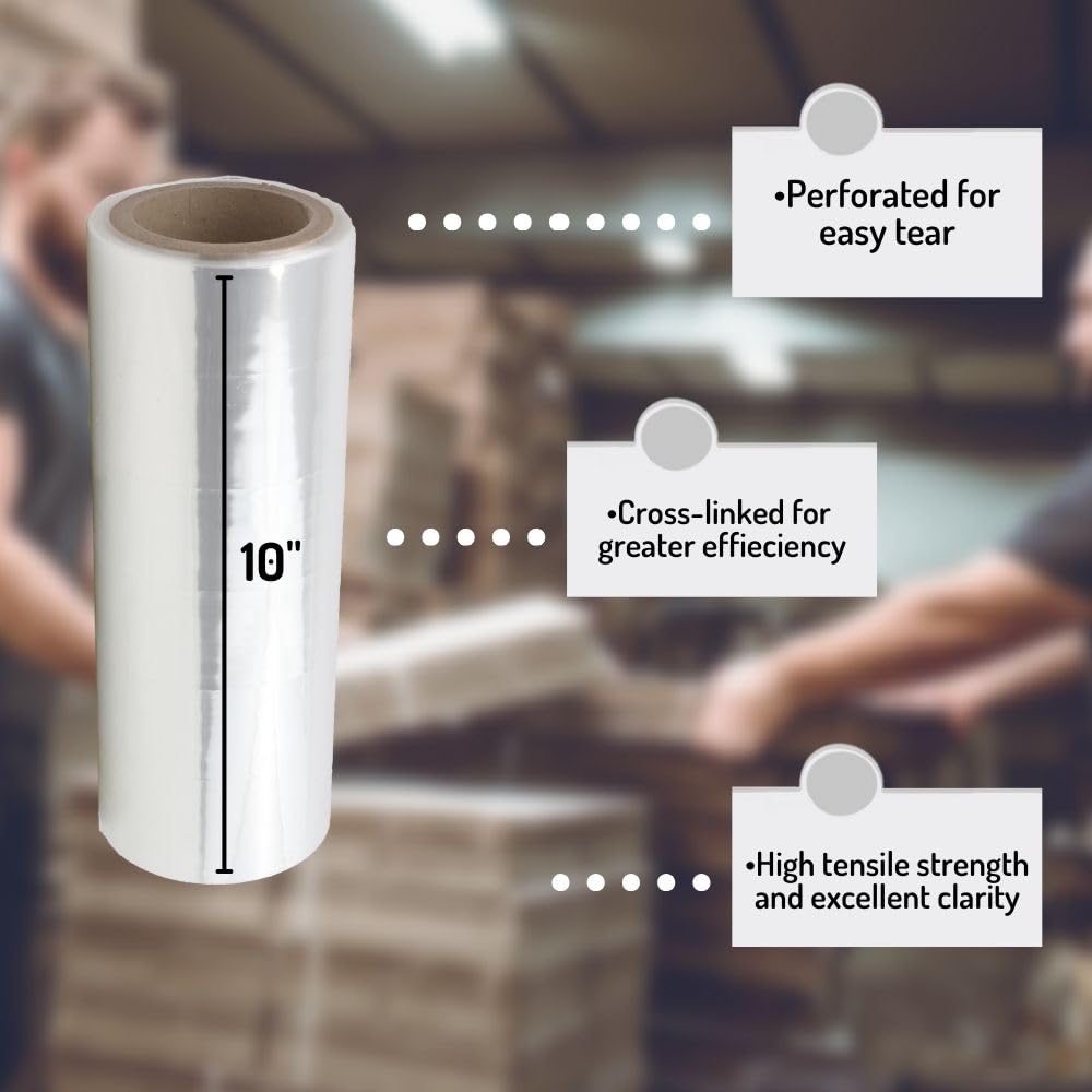 PSBM 2 Rollen, 25,4 cm x 7,6 m, 100 Gauge, transparente Schrumpffolie, robuste Schrumpffolie in Industriestärke, zum Verpacken und Verpacken von Produkten