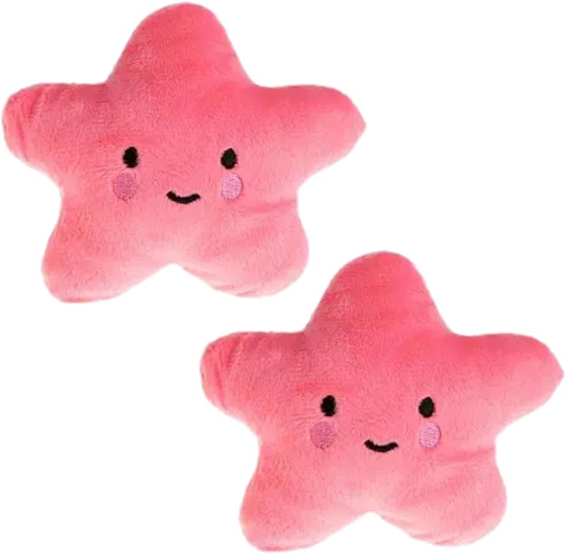 GANPUB 2Pcs Pink Star Plush Pet Dog Toys Cute Squeaky Toy for Interactive Toy Dog Chew Toy for Pet Dog Puppy Training Playing, Squeak