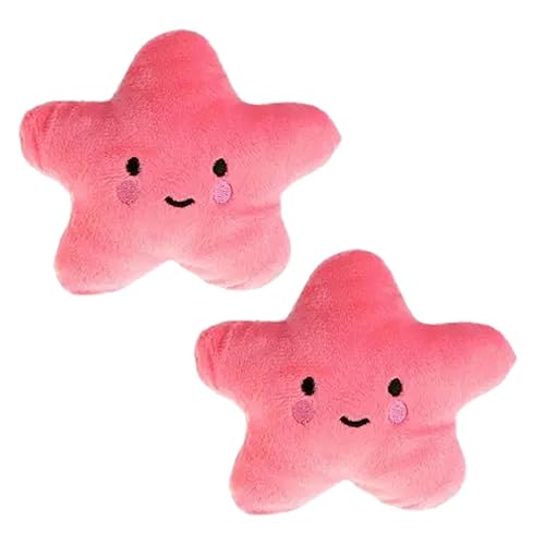 Galepromot 2Pcs Star Plush Pet Dog s Cute Squeaky for Interactive Dog Chew for Pet Dog Puppy Training Playing, Squeak (Pink)