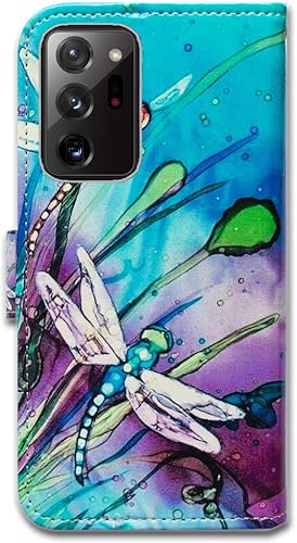 Miniatura 7 de Funda para Samsung Galaxy Note 20 Ultra 5G, linda libélula de cuero con tapa para teléfono con ranura para tarjeta soporte para Samsung Galaxy Note