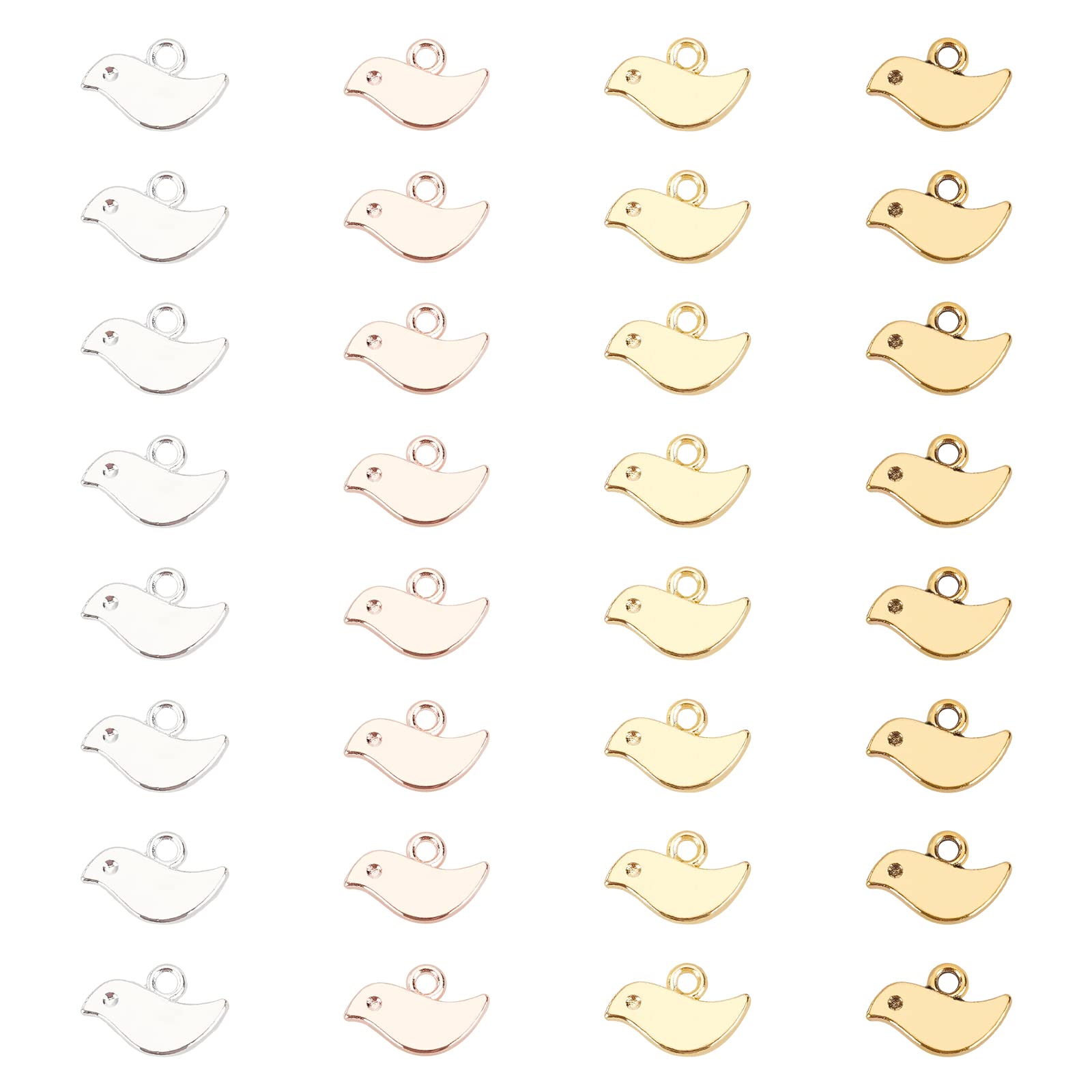 arricraft 80 Pcs Bird Alloy Charms, Tibetan Style Bird Pendants Charms Mixed Colors Dove Bird Charms for Necklace Bracelet DIY Jewelry Making Accessories