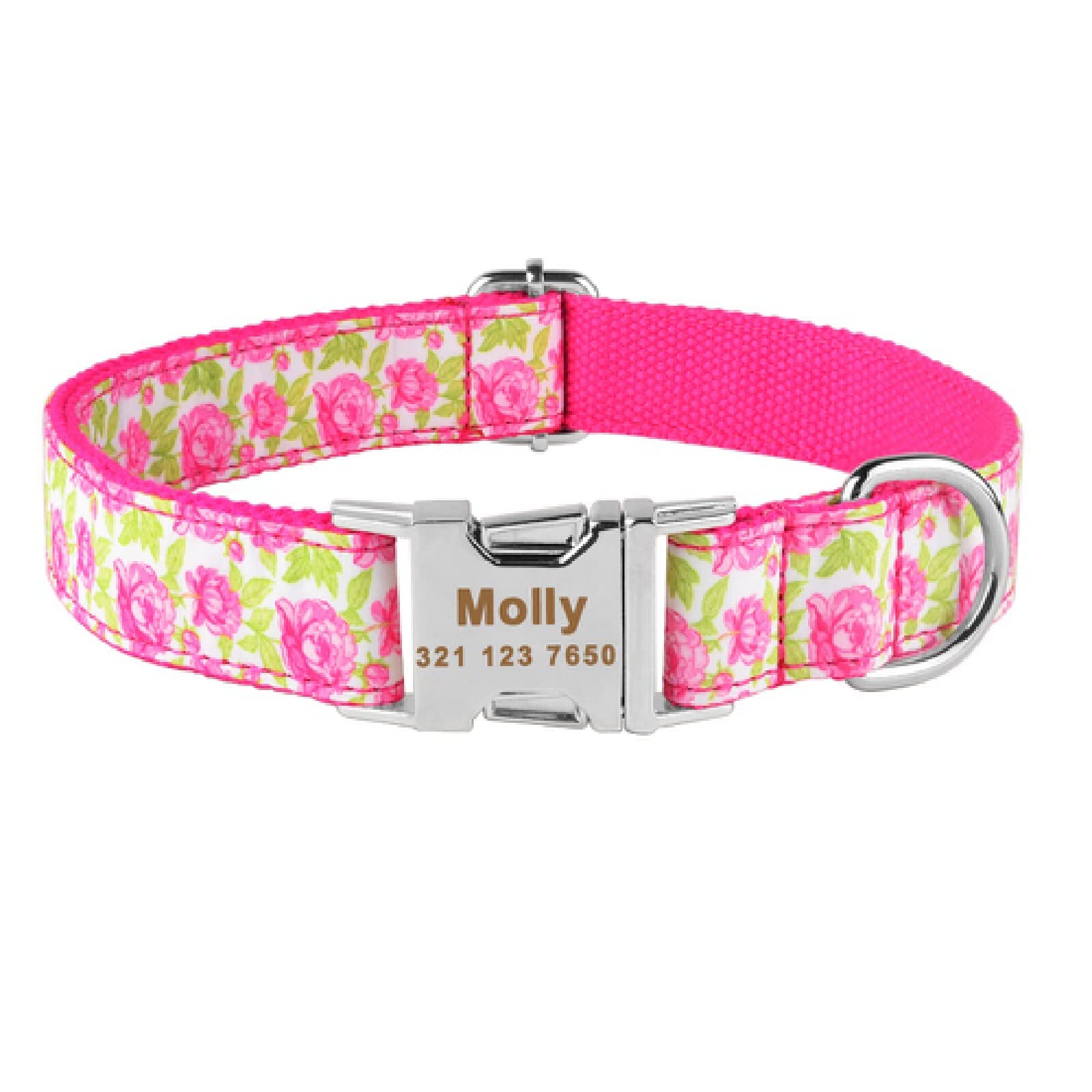 Collier pour chien personnalisé en nylon réglable orange M