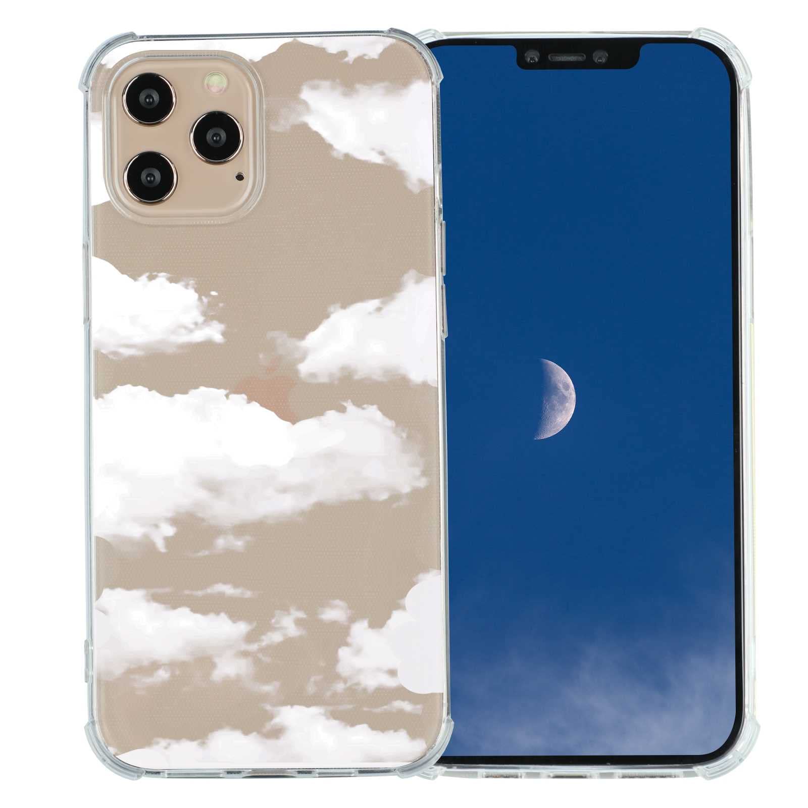 Cloud Phone Case for iPhone 12/12 Pro,Clear Case with Cute Design for Girls Women White Cloud Crystal Clear Cases Cool Trendy Design Shockproof Soft TPU Men Cover Case for iPhone 12/12 Pro