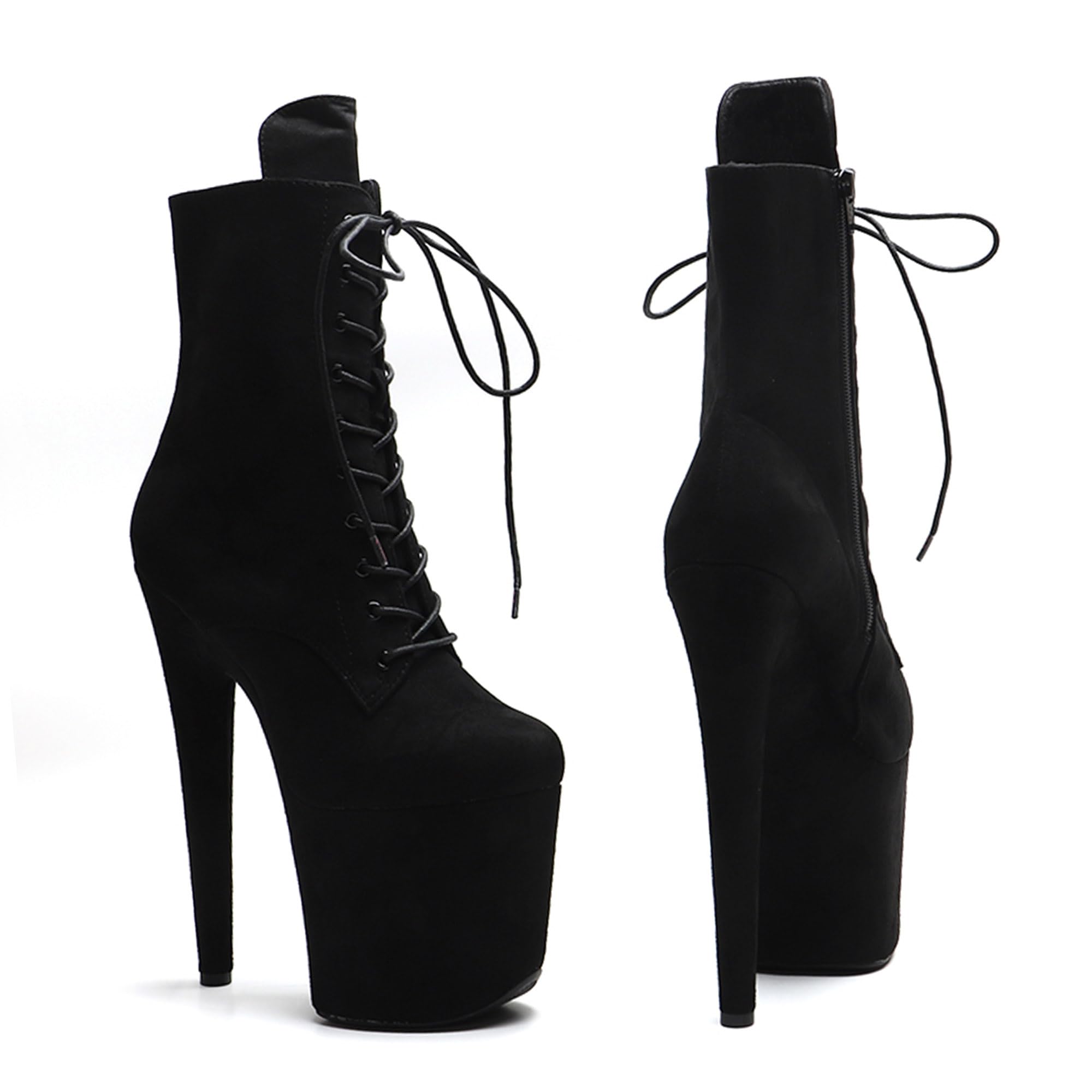 WUXIN H&P 8 Inch Pole Dance Boot Shoes, Exotic Stiletto Platform Heels: 11 Black Bugras
