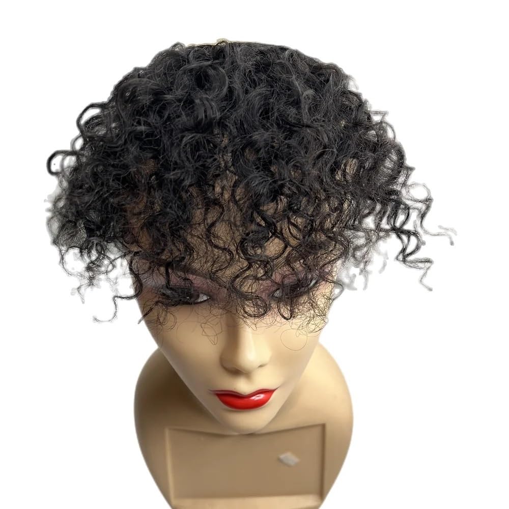 grzywka Krótkie kręcone grzywki ludzkie grzywki dla czarnych kobiet klipsy w brazylijskich doczepach Stylizacja(Natural Black)