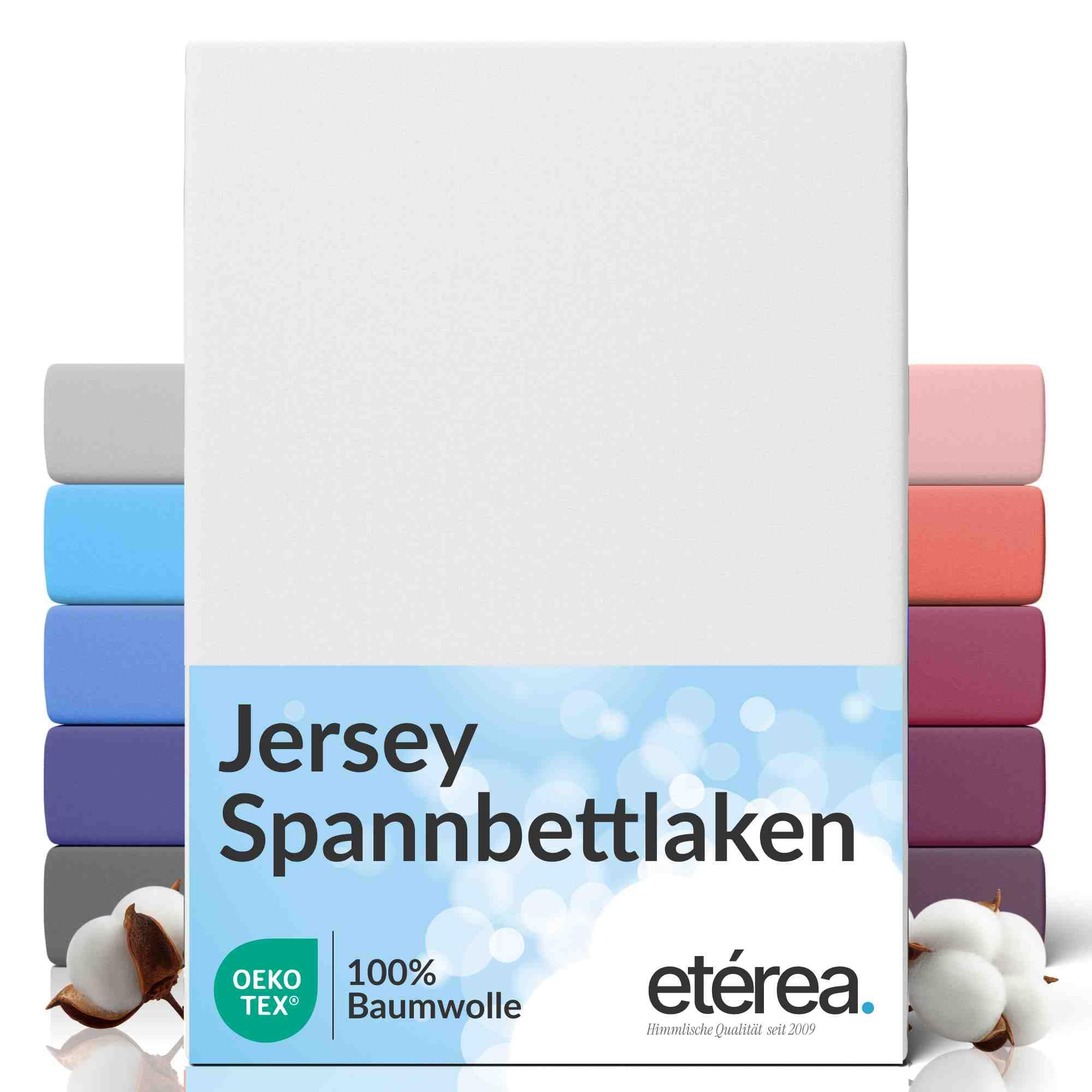 etérea Jersey lenzuolo con angoli 200x220-200x220cm Bianco Epaisseur 15-25 cm - 100% Cotone - Oekotex materasso Letto copripiumino - lenzuola 200x220cm - 200x220cm White
