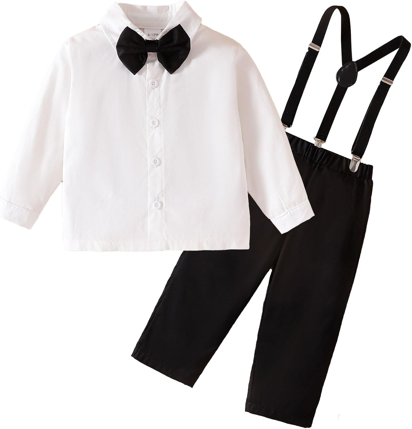 Toddler Boys Formal Suit Long Sleeve Dress Shirt Bowtie Suspender Pants Suits Gentleman Wedding Outfits Clothes