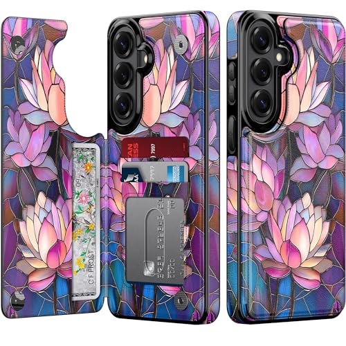 Housse Galaxy S26 fleur de lotus en similicuir pour femme active