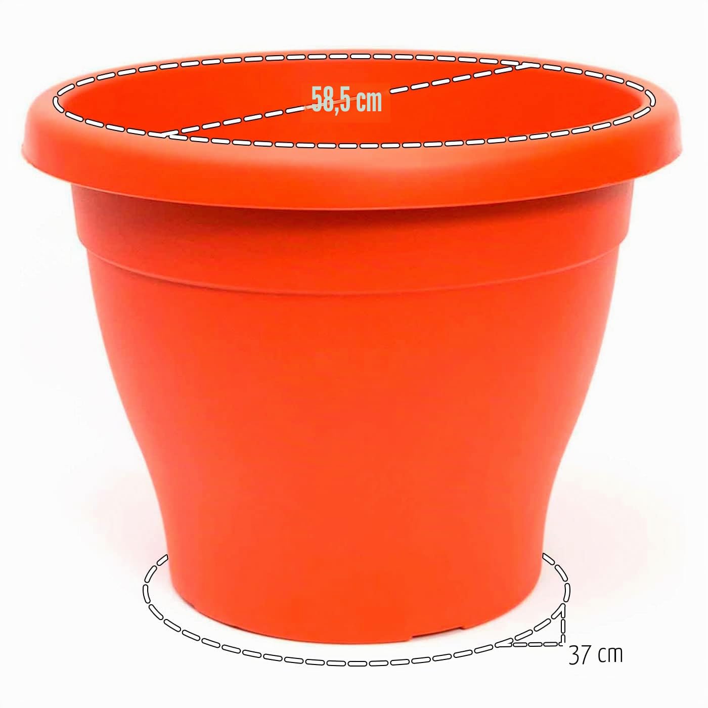 ACAN Tradineur - Pot avec soucoupe de type méditerranéen, diamètre 60 cm, idéal aussi bien pour intérieur que extérieur, jardinière haute avec trous pour drainer l'eau, couleur marron