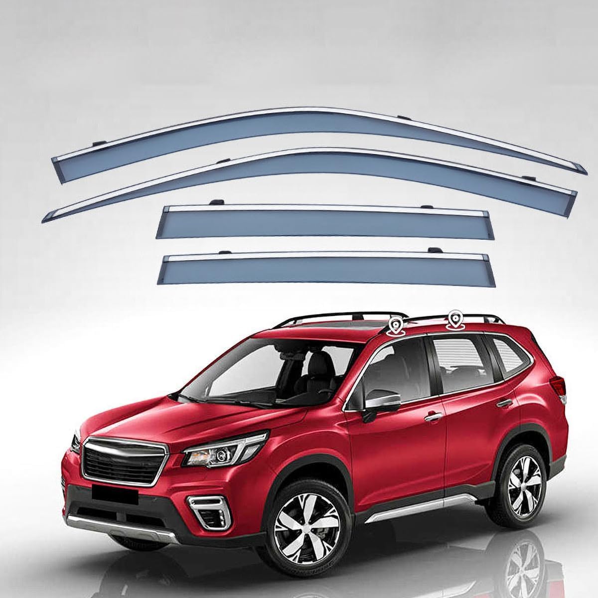 FengXH Window Deflectors for Subaru Forester SK 2019-2024 - 4pc Smoke Tint, Waterproof, Noise Reducing.