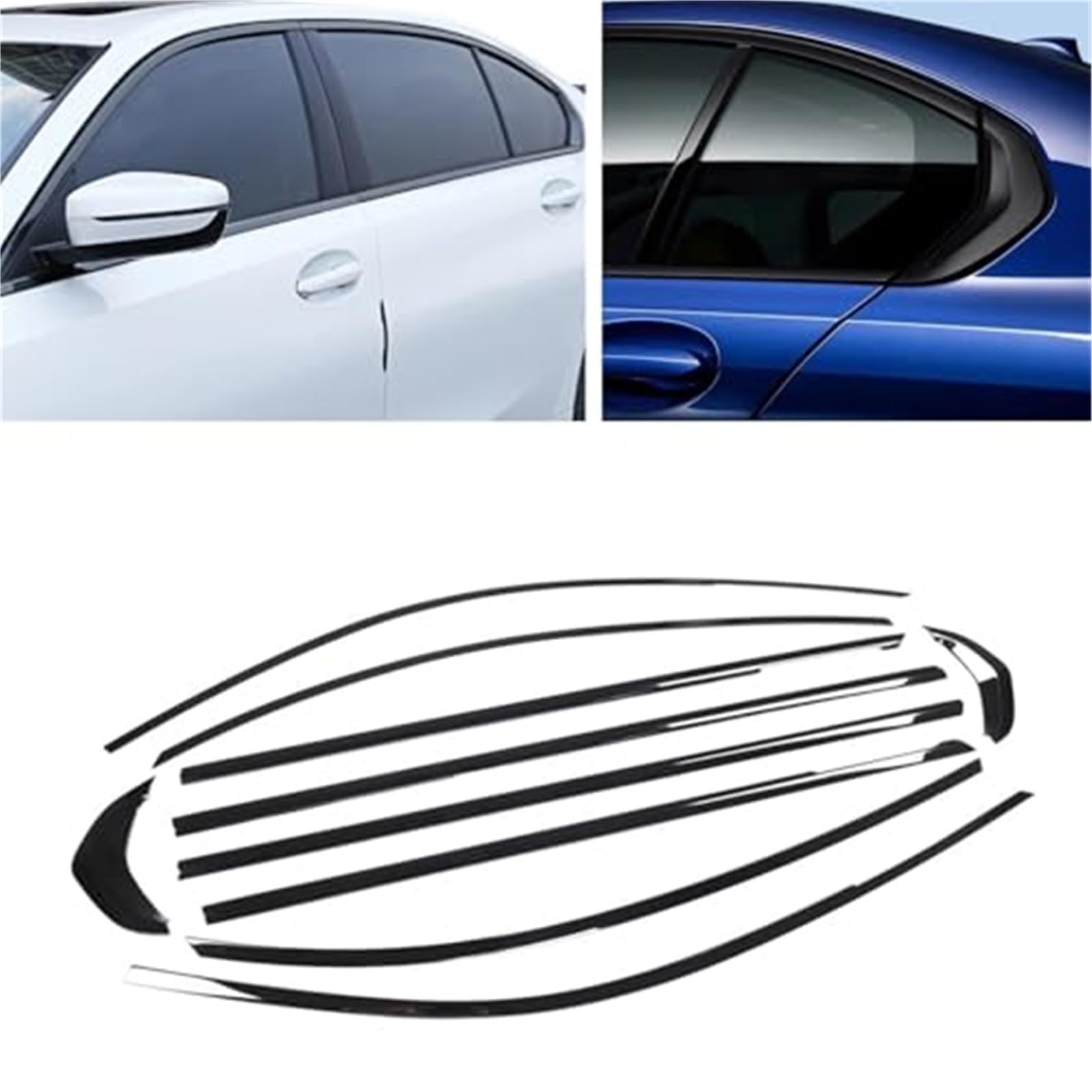Joints de porte de fenêtre, garniture de fenêtre extérieure de voiture, bande d'étanchéité autocollante, coupe-froid, pièce automobile en acier inoxydable, for BMW, série 3 G20 G28 2019-2023 Joints de