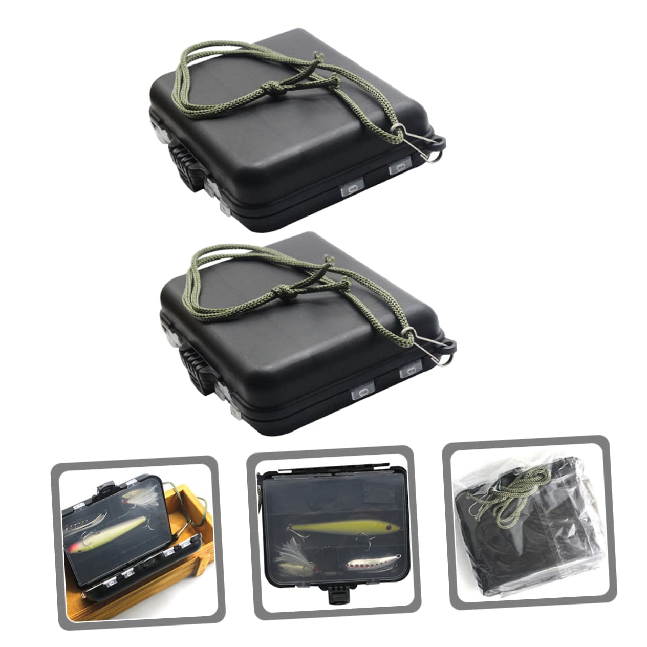 HONMEET 2Pcs Fishing Accessory Box Durable Organizer for Fishing Gear Double Sided Tackle Storage Portable and Lightweight for Anglers and Hobbyists