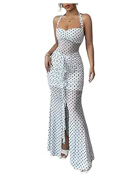 Amazon.com: SOLY HUX Women's Polka Dots Mesh Bodycon Maxi
