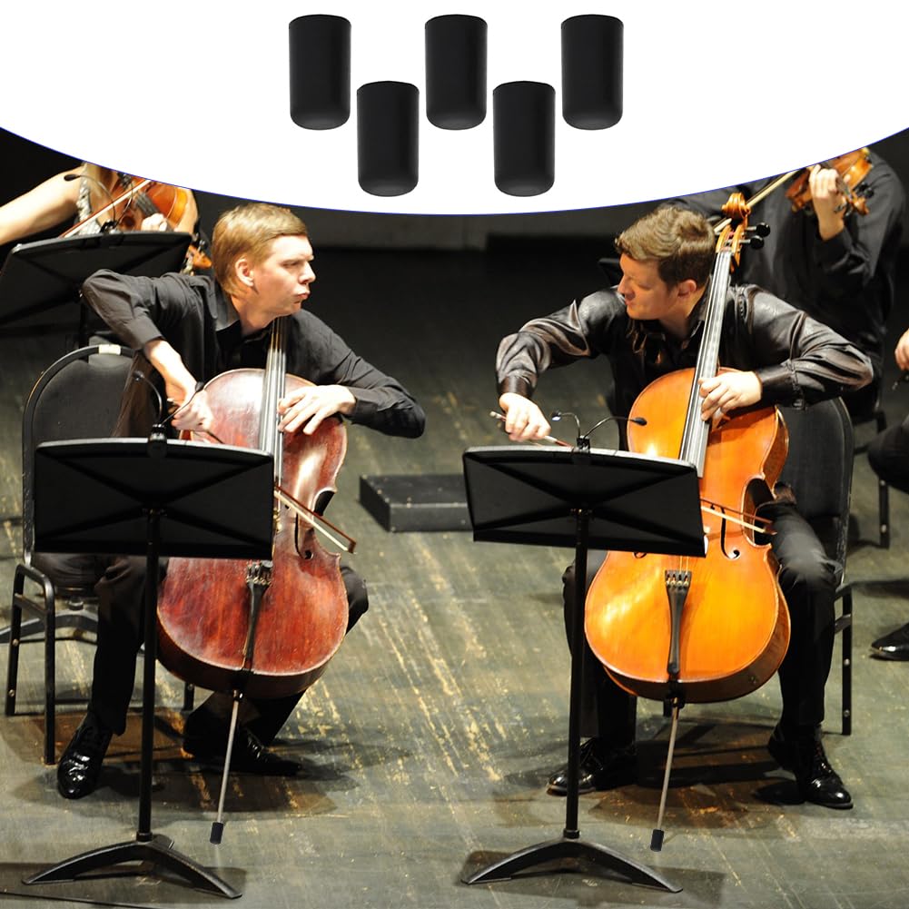 Joyzan Cello Endpin Protector, Double Bass Rubber Tip Stopper Anti Slip End Pin Strap Floor Cover Portable Musical Instruments Violin Accessories Replacement Parts Cellist Practice Performance 5Pcs