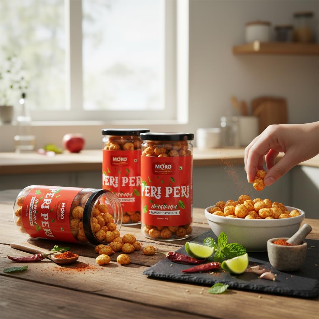 MOKO - Purely Popped. Truly Healthy Peri Peri Makhana (Foxnuts) | Roasted Lotus Seeds | Gluten-Free, High Protein, Low Calorie Healthy | Diet-Friendly Evening | 70g 2