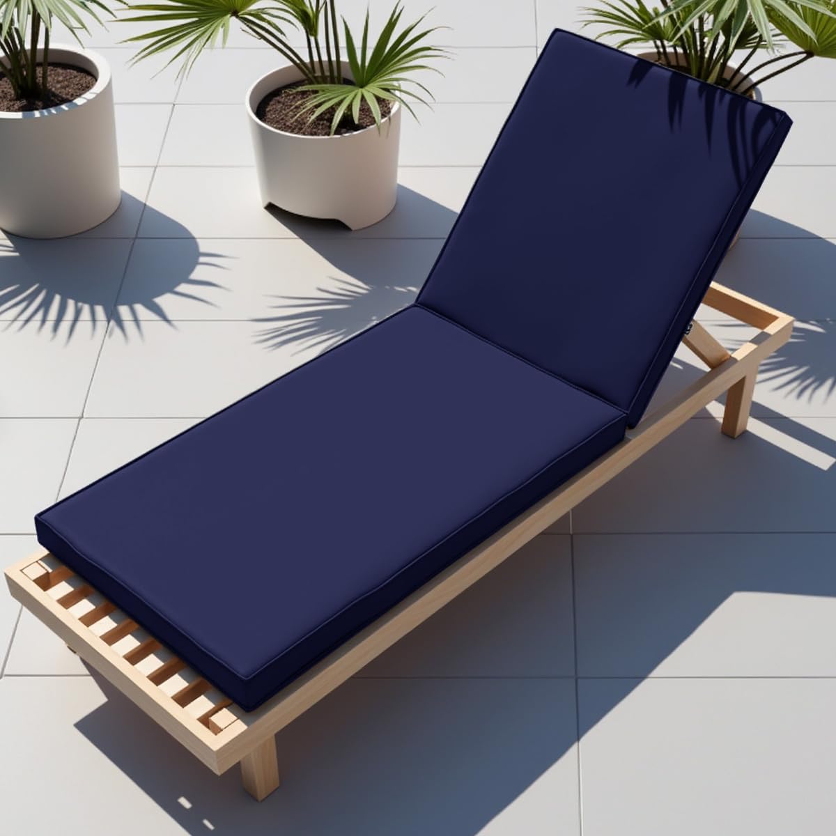 WLXFF Waterproof sun lounger cushion 5/8CM Thick garden chair cushions with backs steamer chair cushions With Zip Sun Lounger Replacement Cushion sunbed cushions for sun loungers,NO5,183X53X10CM