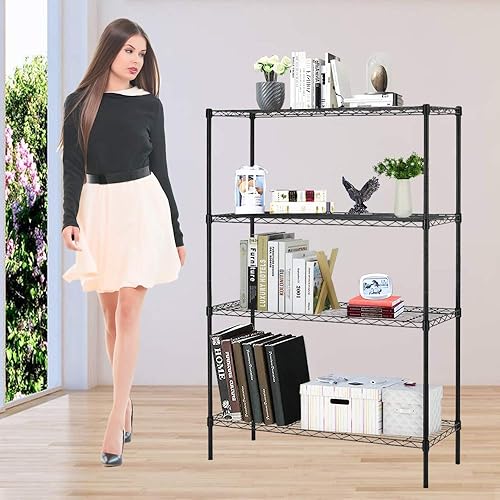 Estantería de alambre de 4 niveles, estantes de almacenamiento de metal ajustables en altura NSF, capacidad de carga de 1000 libras, 36 x 14 x 54