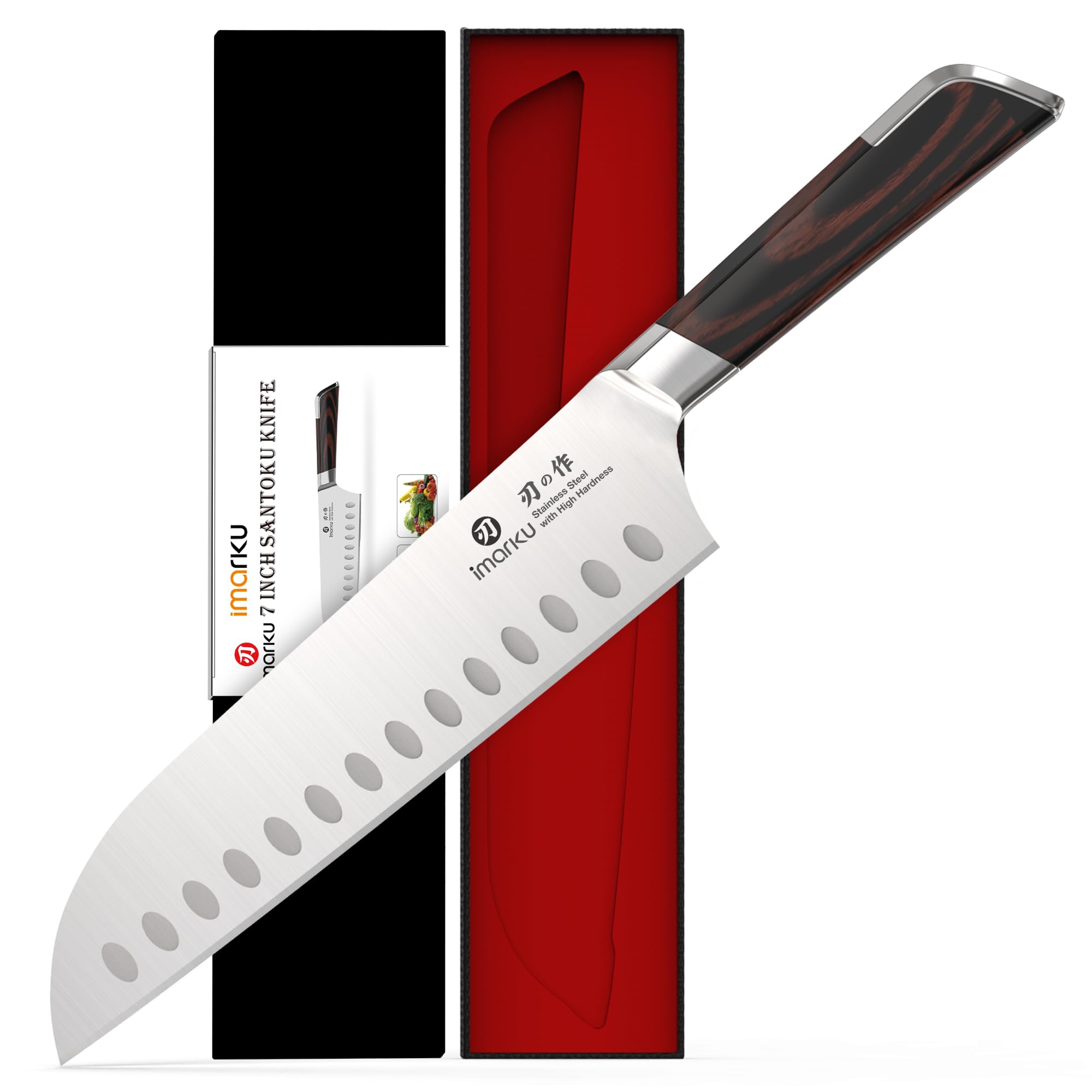 imarku Japanese Santoku Knife 7 Inch, Multi-Layer Forged, Powder Steel Core