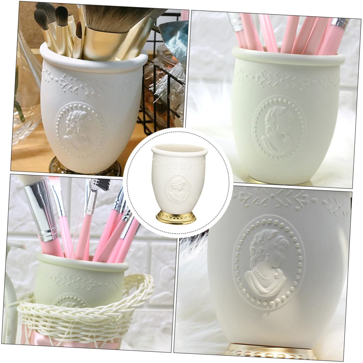 TEHAUX 3 Pezzi custodia della penna organizzatore di cancelleria contenitore per penne - Portapenne scrivania - Portapenne oro contenitori organizer per pennelli da trucco plastica
