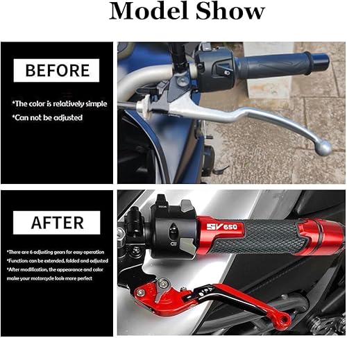 Miniatura 3 de Juego de extremos de agarre para manillar de motocicleta de 0.866 in 78 "para S.uzuki SV650 SV 650 SV650X SV650S Vstrom DL650 DL1000 (rojo)