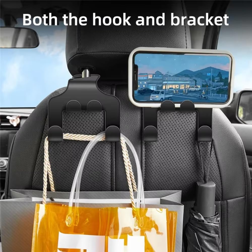 Car Back Seat Hook Hanging Storage Mobile Phone Holder Stand Lazy Rear Seat Phone Headrest Bracket For iPhone Samsung All Phones (1 PCS) — view 4