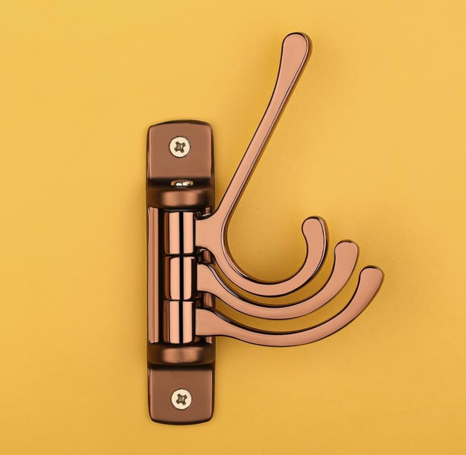 iSTAR Metal Flexible 4 Pin Hooks Bathroom Cloth Hanger Wall Hook Door Robe Hooks for Hanging Keys, Clothes, Towel (Rose Gold) Pack of 1