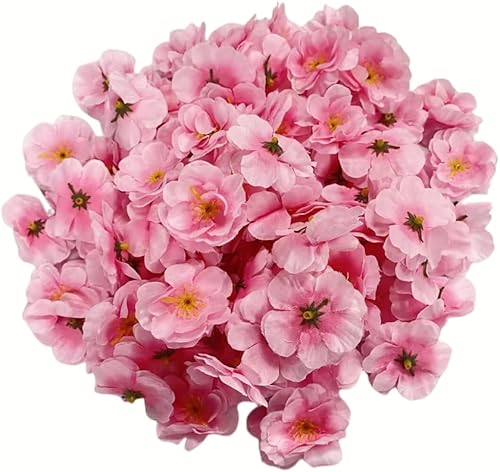 100 cabezas de flores de cerezo artificiales de seda para primavera, flor de ciruelo falso, relleno de jarrón, ramilletes para decoración de boda,