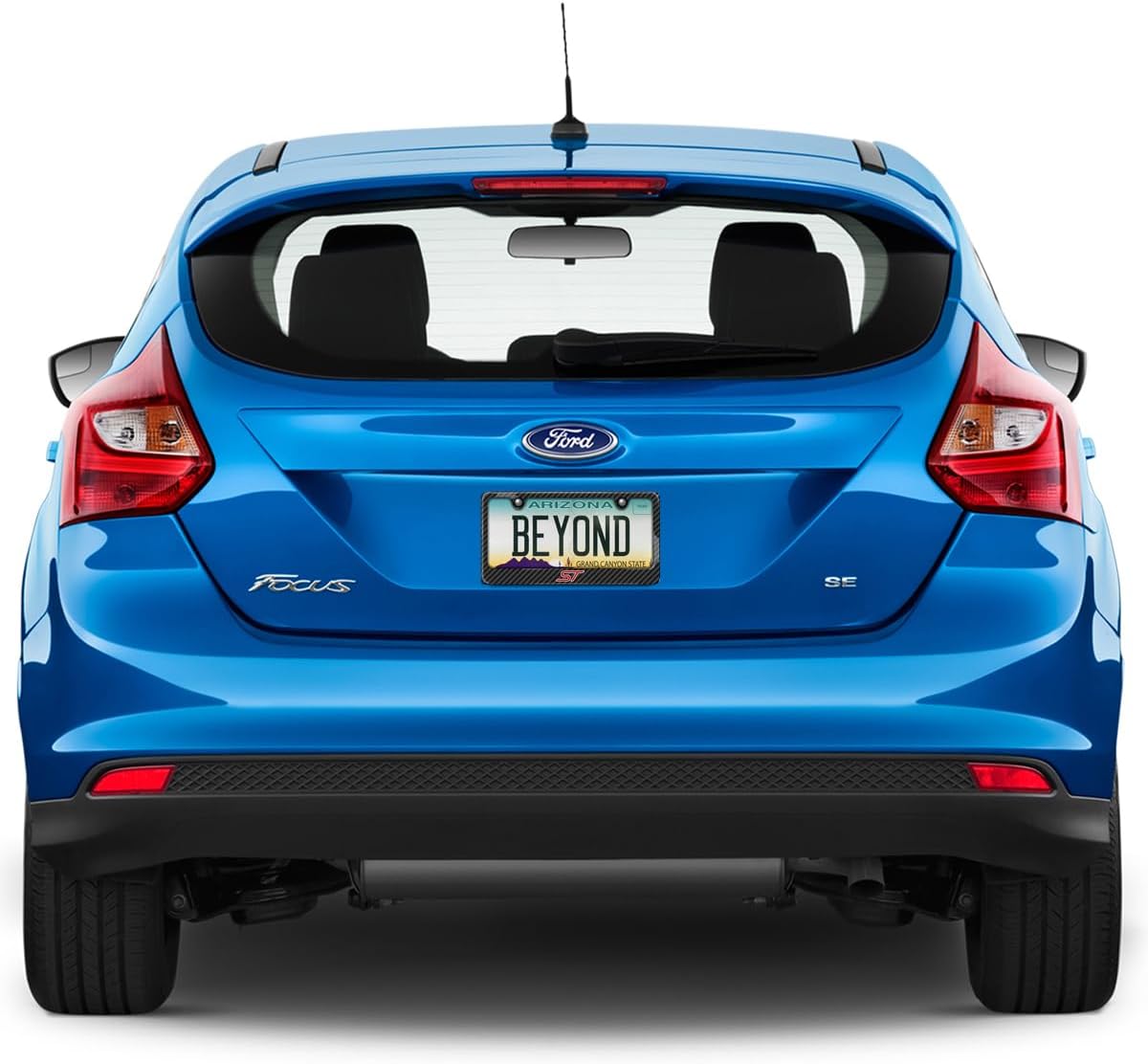 iPick Image for Ford ST Black Carbon Fiber Look ABS Plastic License Plate Frame for Focus, Explorer, Escape, Edge