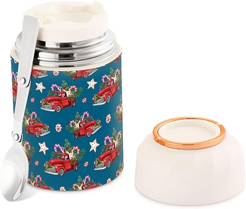 MCHIVER Merry Christmas Truck Sweets Food Jar with Spoon Stainless Steel Vacuum Insulated Food Container 17 oz Food Flask for Adults disponible en Yaxa Venezuela