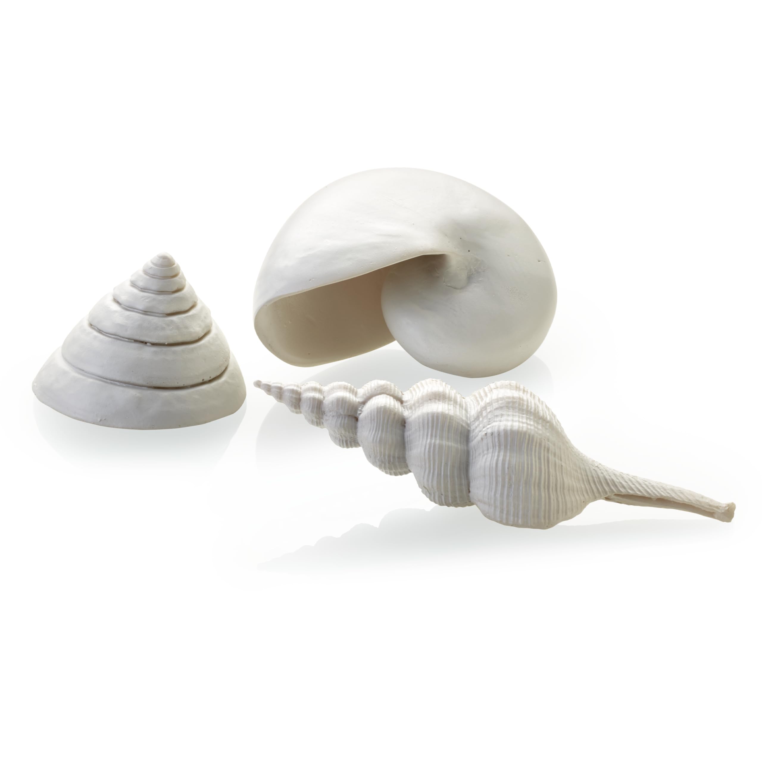 biOrb Fish Tank Decorations, Ceramic Sea Shells (Set of 3 Aquarium Ornaments, White), Artificial Fish Tank Accessories To Add Colour, Detailed Natural-Looking Aquarium Decor For Scenic Background