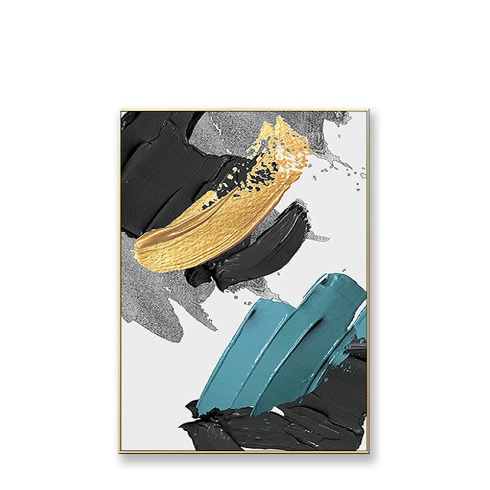 Pinturas Oleo,Azul,Negro,Textura,Geométrico,Lámina De Oro,Arte,Arte Moderno,Pinturas Abstractas,Sin Marco,Pintado A Mano,Pinturas Al Óleo Sobre Lienzo,Arte De Pared Para Sala De Estar,Dormitorio,