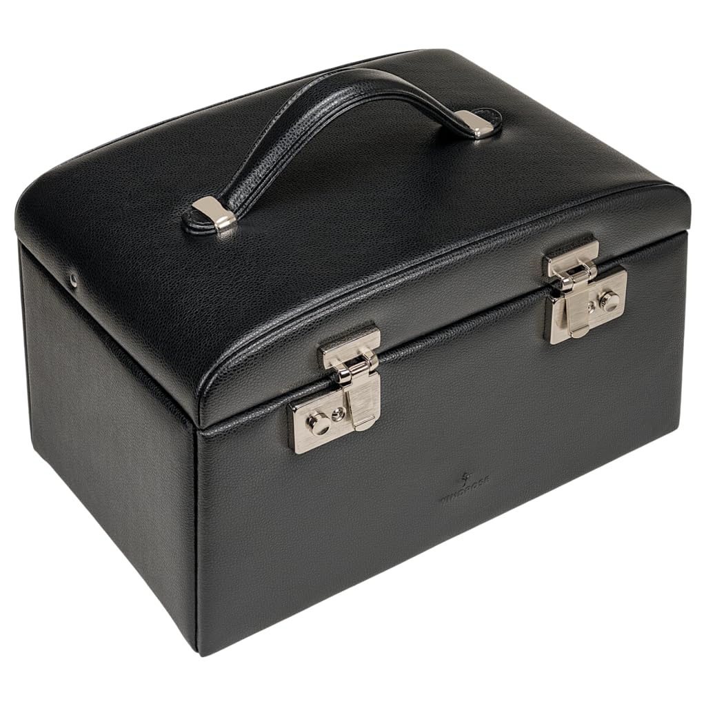 Windrose Schmuckkoffer beluga/schwarz (Leder)