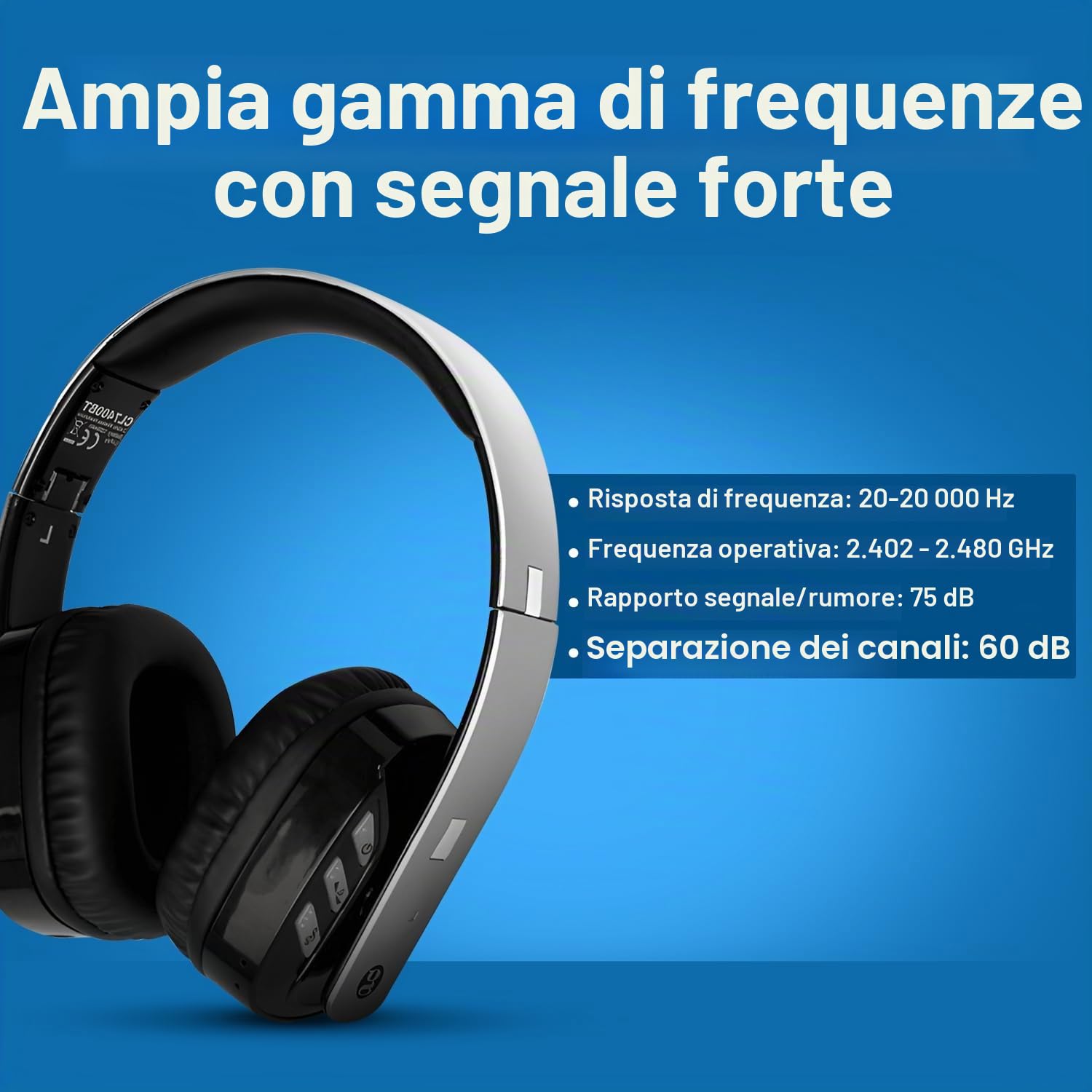 Geemarc Opti CL7400 - Cuffie amplificate wireless per TV, con connettore ottico, per TV, smartphone e PC, perdita dell'udito da bassa a grave