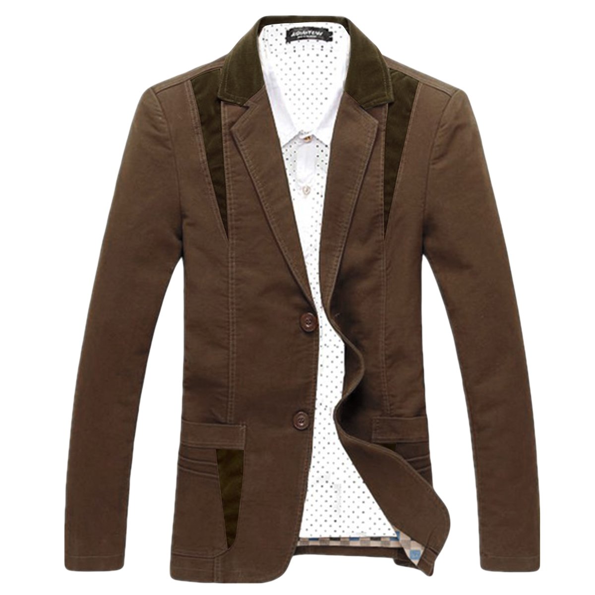 Men's Slim Fit Blazer Cotton Notched Lapel Casual Long Sleeve Sport Coats