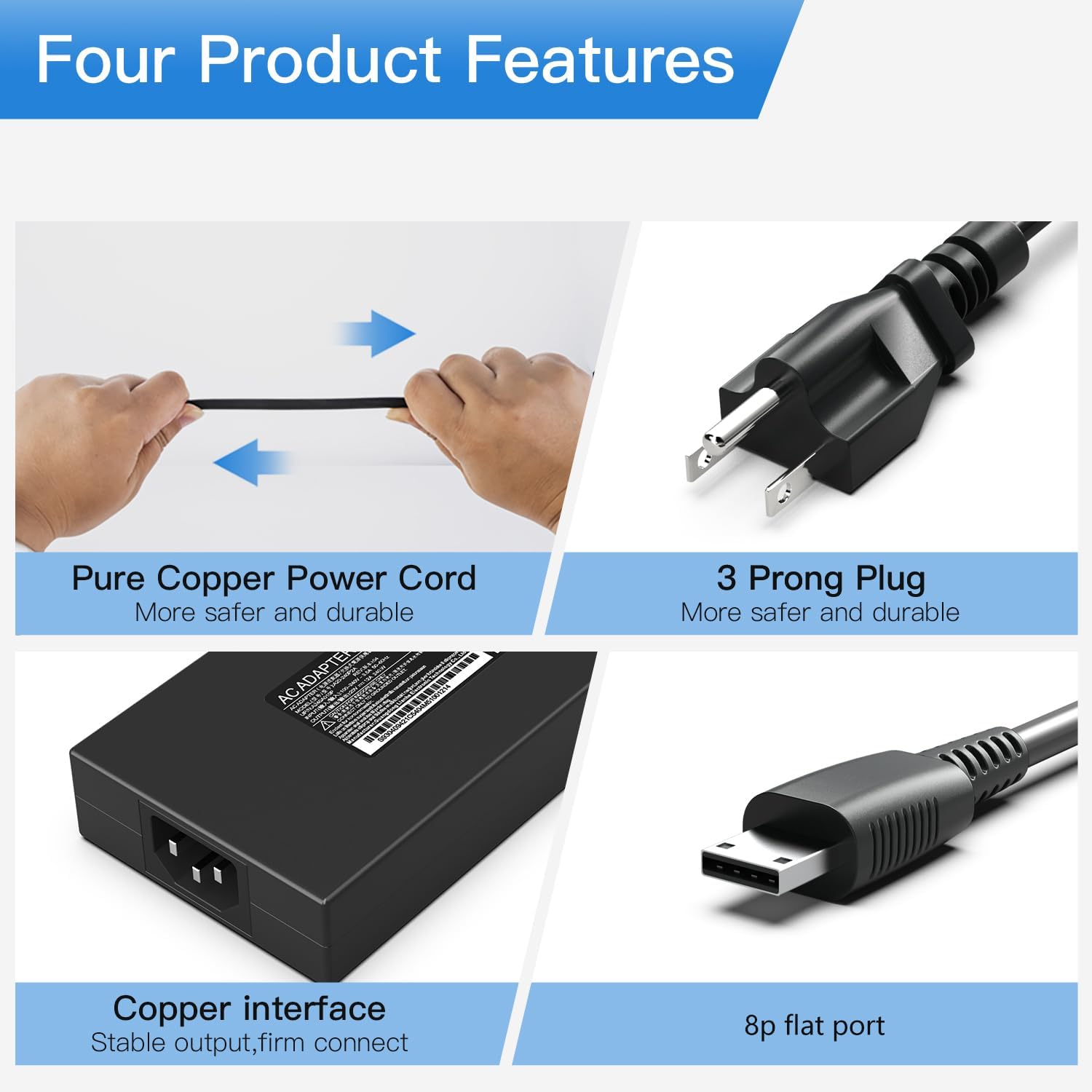 240W 20V 12A Charger for MSI Pulse GL76 GL66 Crosshair 15 16 17 Katana GF76 GS77 GS66 GE66 GP66 WE76MS-17K3 A20-240P2A S93-0409410-C54 Laptop Power Supply Adapter Cord（Square with pin (USB Tip)）