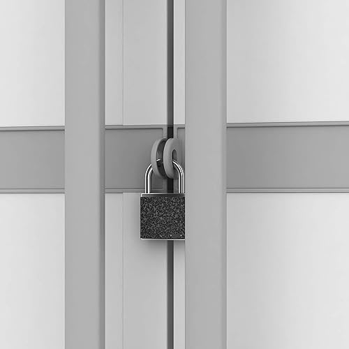 Miniatura 11 de Keter Armario de almacenamiento con puertas y estantes para lavandería, garaje, accesorios de baño, armario y organización del hogar, blanco y gris