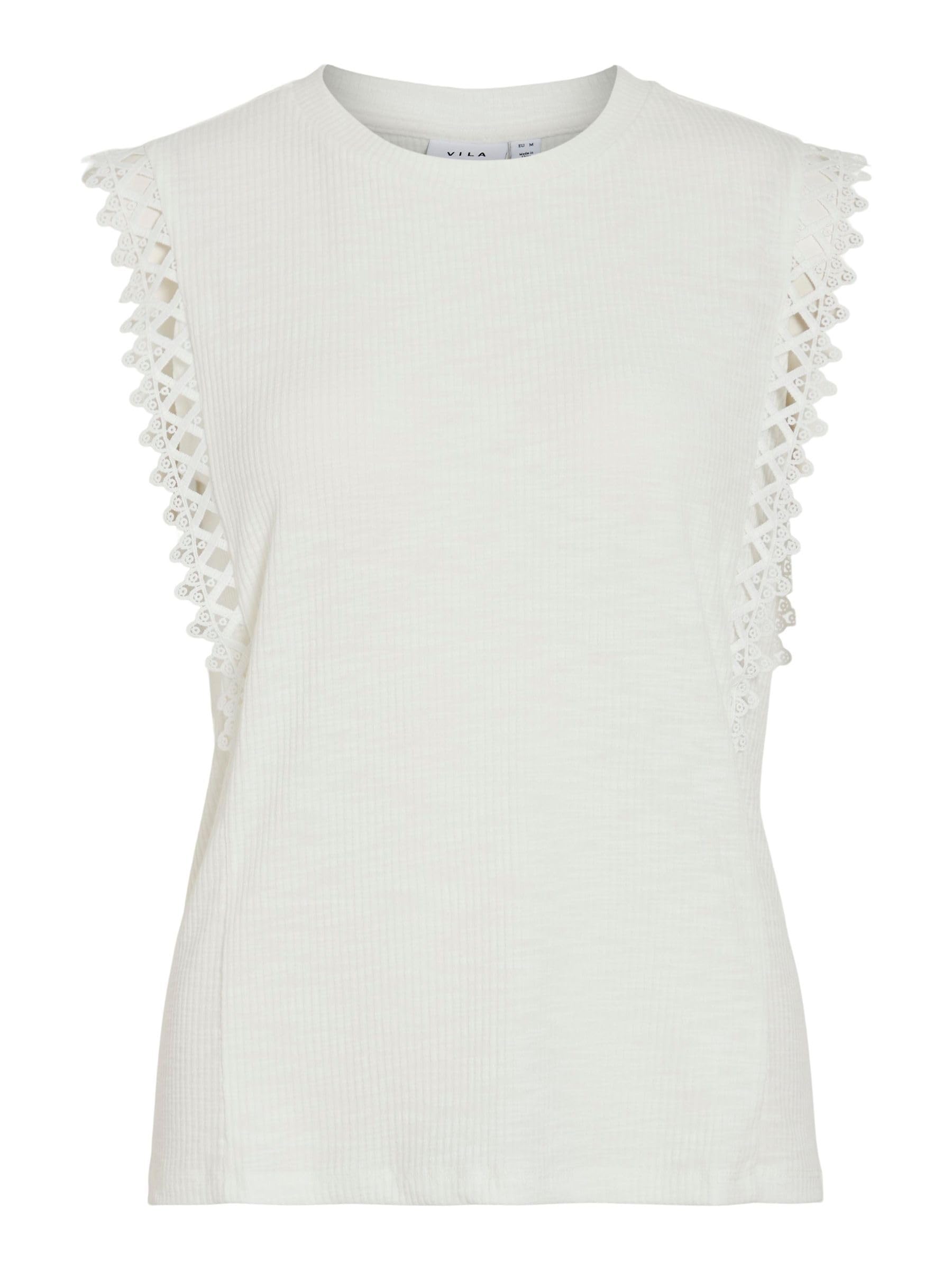 Vila Viotessa O-Neck Cap Sleeve Top, Snow White, S
