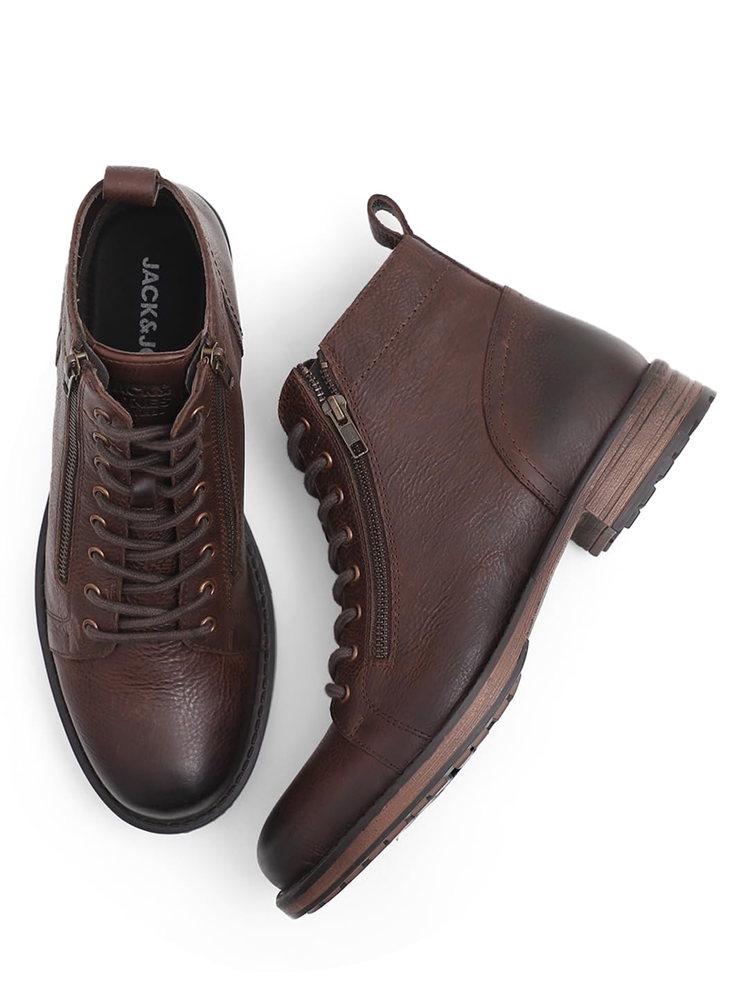 JACK&JONES Dark Brown Mid-Top Premium Leather Boots (B0CJC9H9Q3) Amazon Price History, Amazon Price Tracker