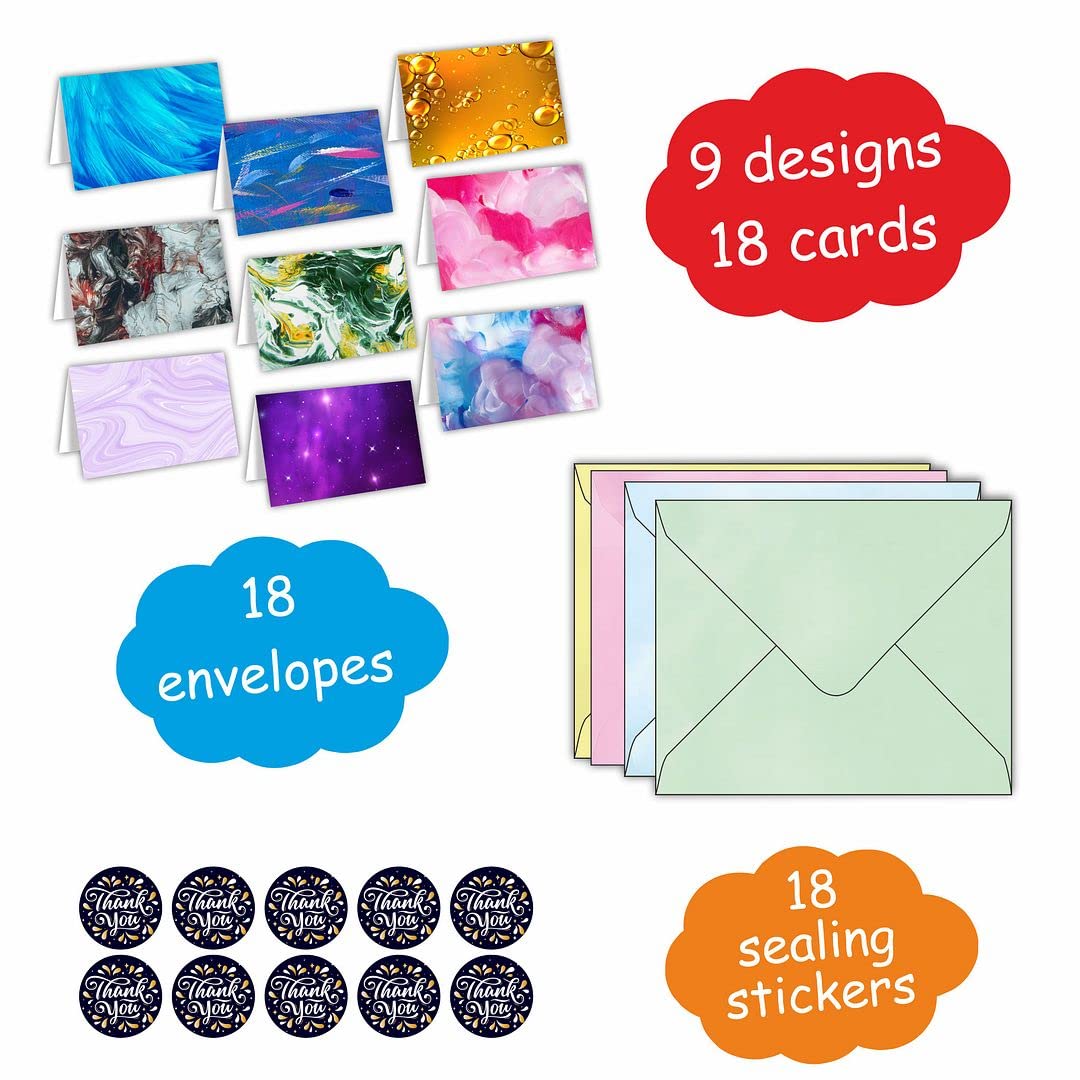KREEPO Greeting Cards 9 Unique Design Blank Notecard with Envelopes for All Occasions(18pcs)(3" x4inch)_k3 4