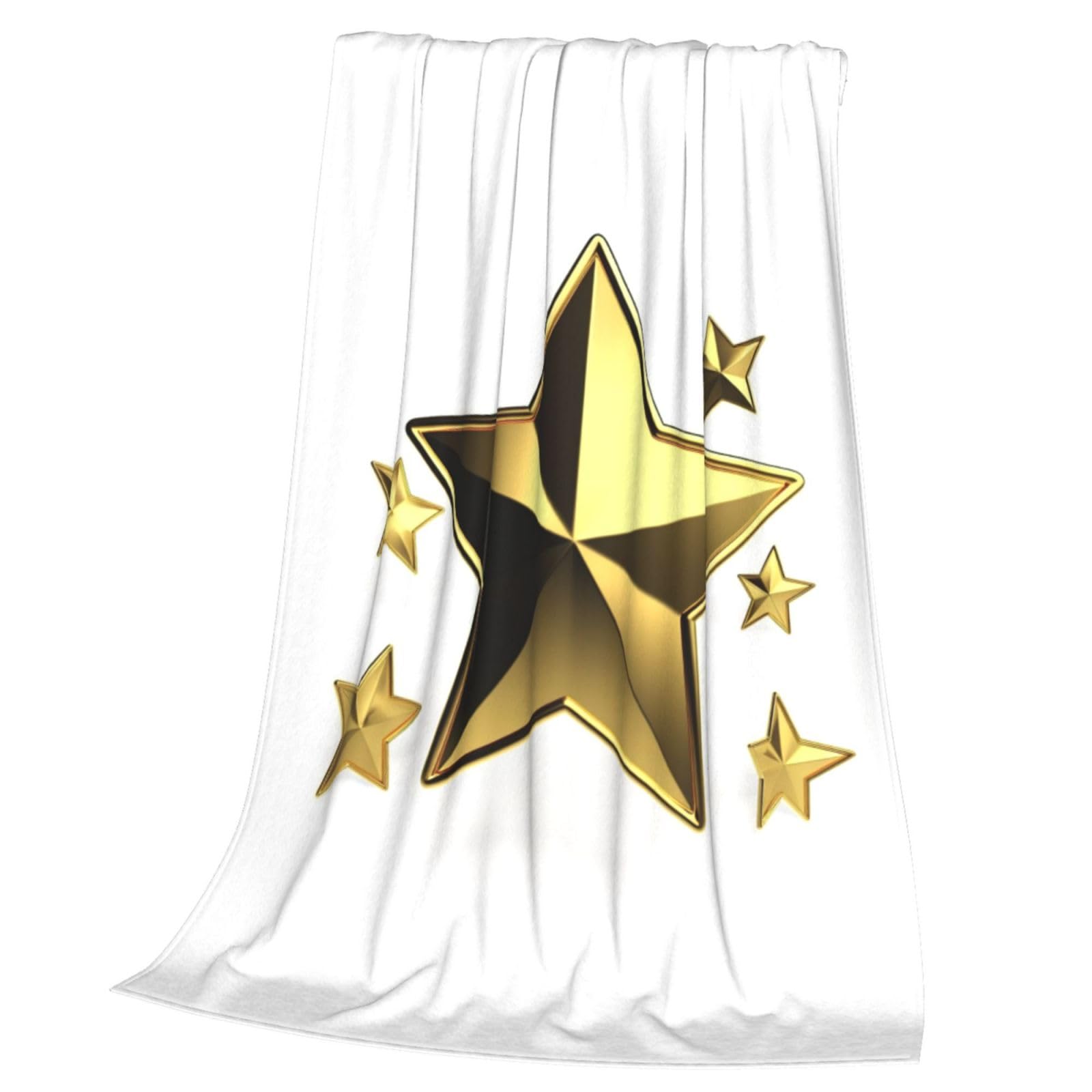 Couverture pour canapé en flanelle légère à étoiles dorées pour toutes les saisons