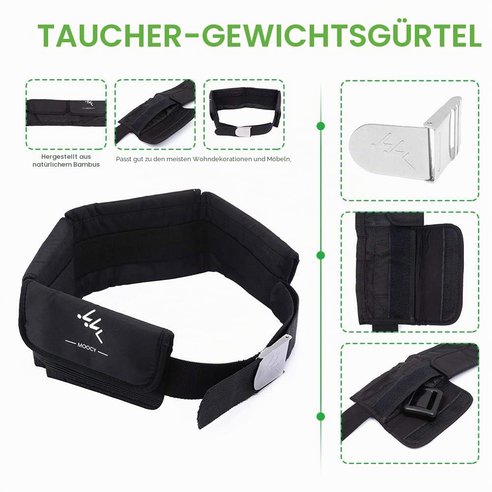 UXELY Gewichtgürtel zum Tauchen und Freitauchen – Neopren mit Schnalle aus Edelstahl und verstellbarem Gurt (schwarz)