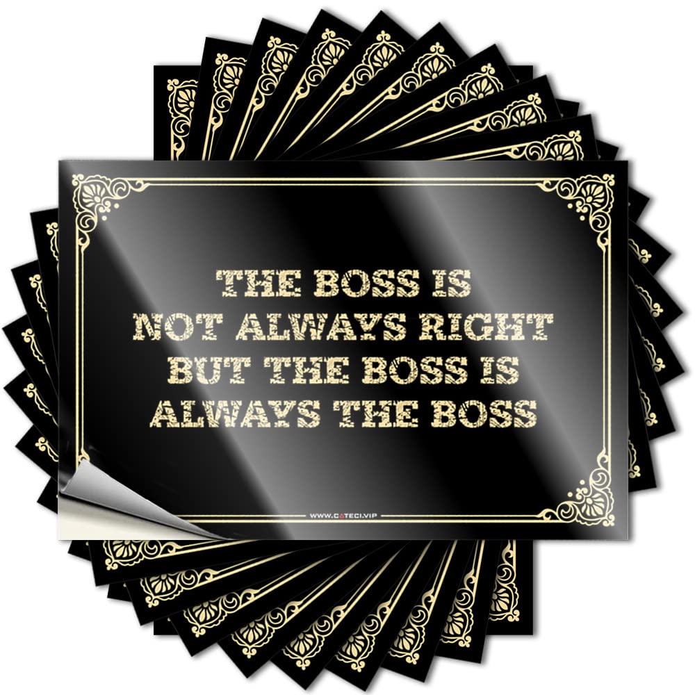 Fzfn Men's Colour The Boss Is Not Always Right,But The Boss Is Always The Boss Emo Room Decor Small - Quote Water Waterproof Decal(12X18cm)