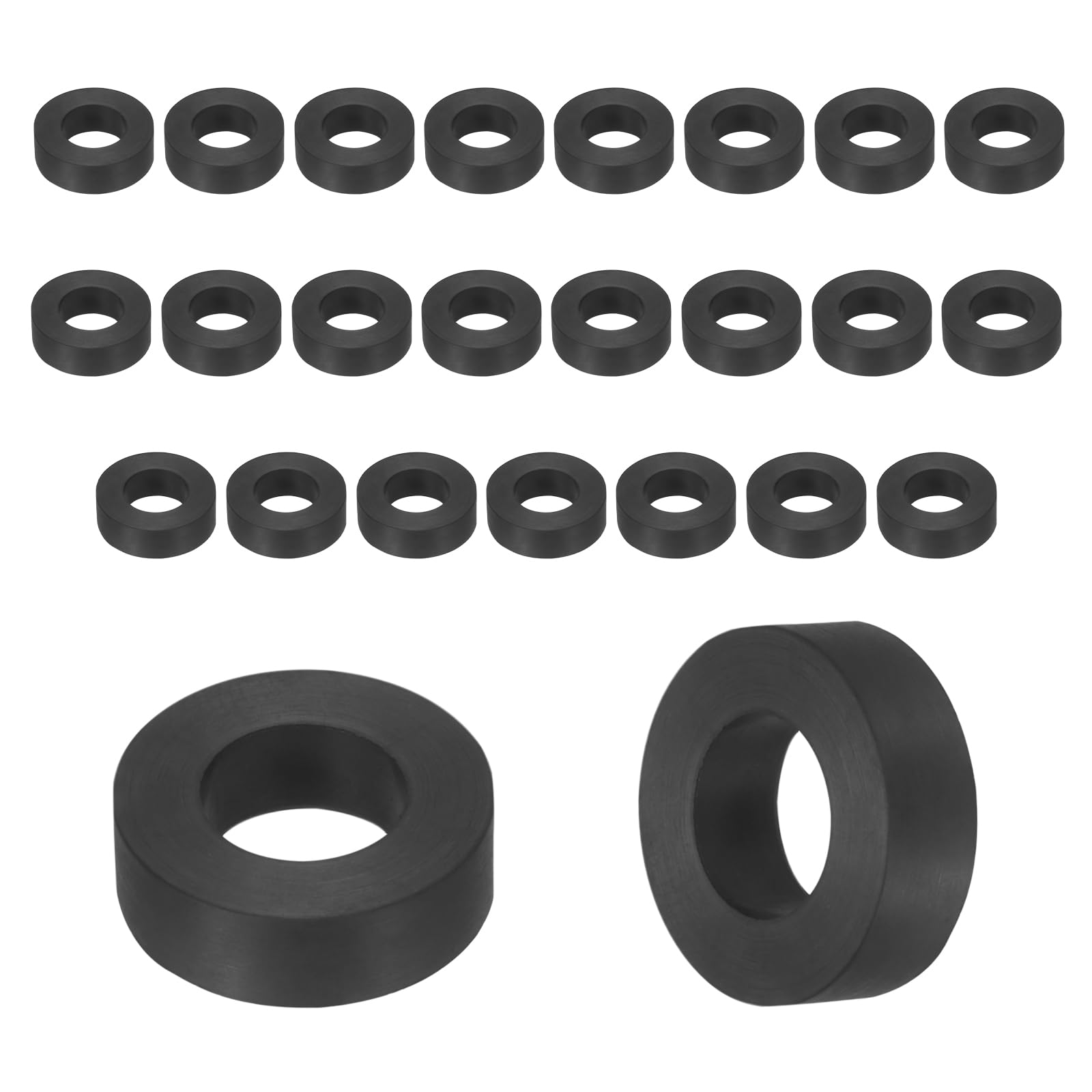 sourcing map 9Pcs Rubber Spacers, 50mm OD, 20mm ID, 20mm Thick Black Round Anti Vibration Rubber Pads Isolation Bushings Washer for Home Cars Boat(1.97" OD x 0.79" ID x 0.79" Thick)