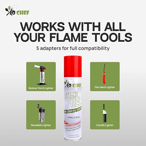 Miniatura 7 de Jo Chef Recambio de butano, repuesto de combustible de antorcha de butano, recipiente de recarga de líquido para encendedor de gas, líquido