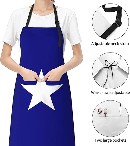 Miniatura 6 de MULIHU Bonnie Blue flag Apron Adjustable Waterproof With Pockets Bib Kitchen Cooking Aprons Chef Aprons For Men Women